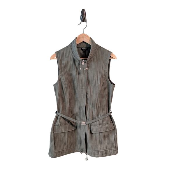 Worth New York Textured Vest Size 14 Neutral Quiet Luxury Minimal Green Waffle - Picture 1 of 14